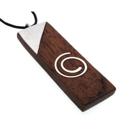 Wood and Metal Spiral Design Long Pendant